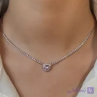 گردنبند نگینی با قلب صورتی 110