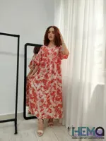 پیراهن کرپ الیزه زنانه طرح‌دار فری سایز