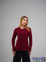 بلوز پنبه کبریتی زنانه یقه گرد آستین بلند