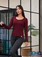 بلوز یقه خشتی زنانه پنبه کبریتی