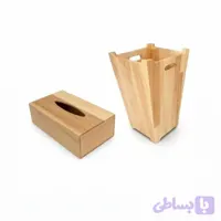 جعبه دستمال کاغذی و سطل زباله پاپریس مدل تمام چوب
