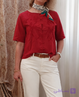 شومیز نخی گلدوزی شده زنانه