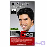 رنگ مو مردانه های اسپیدی شماره ۶ قهوه‌ای مشکی Hi-Speedy Color Cream 6