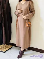 پیراهن بافت بلند زنانه مدل لادن (یقه هفت فری سایز) + تنوع رنگ
