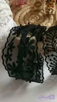 تل نشکن ماه سر مروارید دوزی مدل گیپور طرح بابونه پُر رنگ مشکی
