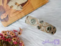تل نشکن سوزندوزی ماه سر مدل گلبرگ رنگ سبز یشمی