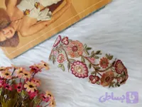 تل نشکن ماه سر مدل سوزندوزی طرح گل بوته رنگ زرشکی
