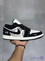 کتونی نایک جردن 1 بدون ساق کروم هارتس مشکی | Nike Jordan 1 Low Chrome Hearts Black