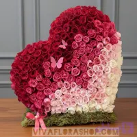 باکس گل قلب رنگین