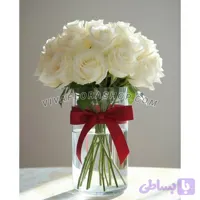 جار گل رز سفید 24 شاخه