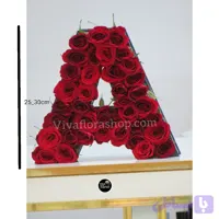 باکس گل رز و بادکنک آوینا با حرف A