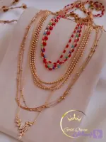 گردنبند زنجیری میناکاری قرمز ژوپینگ کد 447( هر رشته)
