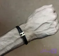 دستبند چرم طلا مردانه هرمس