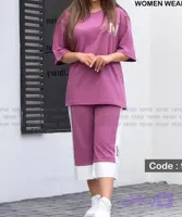 ست تیشرت و شلوارک زنانه برند 1010 کد 90789