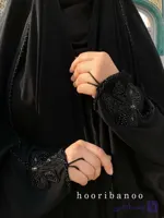 چادر مشکی عربی جواهر دوزی پاپیون مدل رکسانا