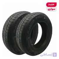 لاستیک خودرو رادیال کویر تایر مدل KB26 با کاربری سواری و سایز رینگ 13 اینچ، فاق 65 درصد پهنا و پهنای 165 میلی‌متر، شاخص تحمل وزن 77 و شاخص سرعت T (حداکثر سرعت 190 کیلومتر بر ساعت)، ساخت ایران، دارای تایر تیوبلس، 2 حلقه