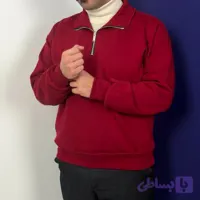 دورس نیم زیپ زرشکی سه نخ پنبه