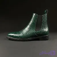 بوت مردانه چلسی چرم کرکودیلی سبز تیره