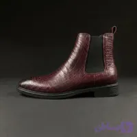 نیم‌بوت مردانه چلسی چرم کرکودیلی زرشکی