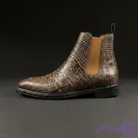 نیم‌بوت چلسی چرم کرکودیلی قهوه‌ای زیتونی