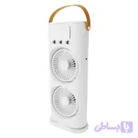 پنکه مه پاش شارژی رومیزی 2 فن همراه با ریموت کنترل قابلیت چرخش 360 درجه هردو فن و چرخش 90 درجه پایه