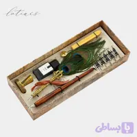 ست کالیگرافی قلم پر طاووس دوقلو طرح رویال