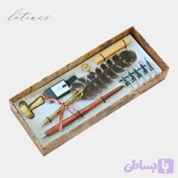 ست کالیگرافی قلم پر قرقاول قهوه‌ای طرح رویال