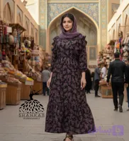 پیراهن زنانه گلدار کرپ نخ عروسکی
