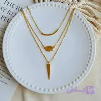 گردنبند سه لاین استیل مدل گل لوتوس کد324