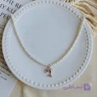گردنبند مرواریدی مدل پلاک دلفین کد۳۲۳