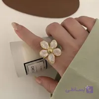 انگشتر میناکاری مدل گل درشت سفید کد۵۵۳
