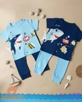 تیشرت شلوار پسرانه نخ پنبه اعلا طرح شارک (از۱ تا۳ سال)