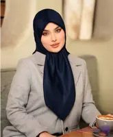 روسری ساتن ابریشم سورمه ای قواره ۱۰۰