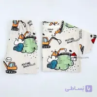 ست تیشرت و شلوارک طرح خانه مادر و کودک | لباس نخ پنبه کبریتی راحت و شیک