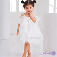 پیراهن مجلسی توری سفید دخترانه 1تا 10 سال