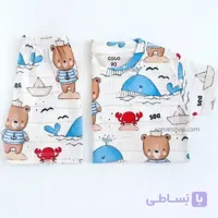 ست تیشرت و شلوارک طرح دریا حس تازگی و آرامش در استایل مادر و کودک