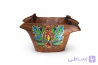 کاسه میوه چوبی بلوط با نقاشی سنتی و لبه ارگانیک | اثر هنری دکوراتیو
