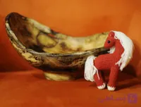 خرید کاسه چوبی دفرمه اسپالت با پایه/ طراحی هنری طبیعی Elikawood