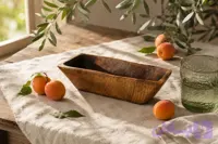 ظرف چوبی بلوط مستطیلی/ ظرف پذیرایی و سرو میوه با روکش گیاهی Elikawood.ir