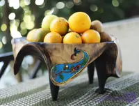 خرید ظرف میوه خوری چوب گردو با نقاشی نگار گری / اثر دست ساز عیسی تورانی
