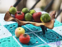 ظرف دکوراتیو و میوه خوری دست‌ساز ‘موج’ – چوب زردآلو