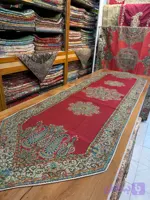 رومیزی رانر ناهارخوری 170*50 طرح اردیبهشت قرمز تار مشکی