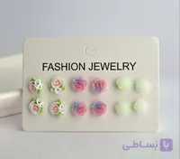 گوشواره پکی طرح گل رز وارداتی با کیفیت شب نما