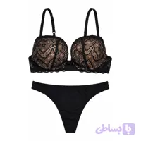 ست لباس زیر گیپور دار مشکی Love & Bra