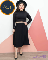 دامن زنانه مدل ۸ ترک سایز میدی مشکی