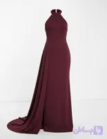 پیراهن ماکسی زرشکی دورگردنی