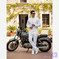 ست پیراهن و شلوار مردانه الیاف طبیعی ماهان مدل آرین و سهند رنگ سفید