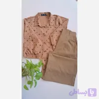 ست شومیز گرهای و شلوار کتان دخترانه مدل آیدا