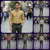 پیراهن آستین بلند مردانه نخی چهارخانه قواره آزاد جنس نخ پنبه - شال پرنسا