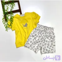 ست تیشرت و شلوارک دخترانه پنبه کتان مناسب 2 تا 7 سال سایزبندی 35 تا 50